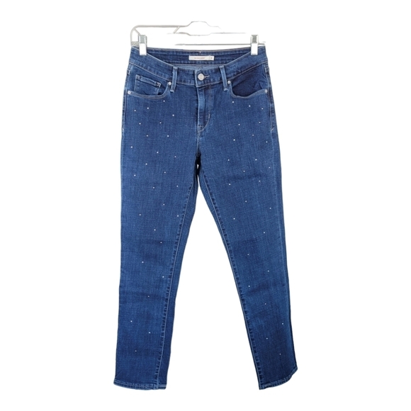 LEVI'S Woman's Classic Mid Rise Skinny Studded Jeans Denim Sz 8 29/30 - Picture 9 of 16